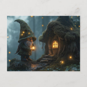 Die verzauberte Gnome-Hütte im Mondschein: Fantasi Feiertagspostkarte