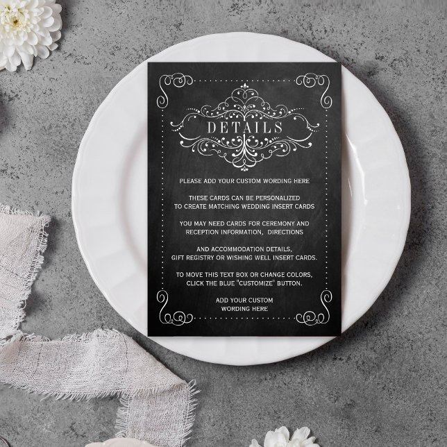 Die Verzierte Chalkboard-Hochzeitskollektion Begleitkarte (Von Creator hochgeladen)