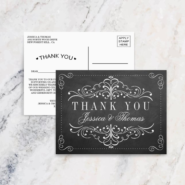 Die Verzierte Chalkboard-Hochzeitskollektion Postkarte (Von Creator hochgeladen)