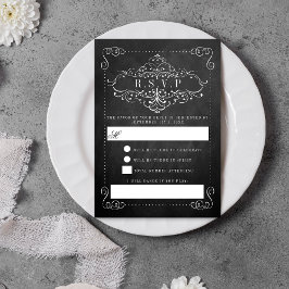 Die Verzierte Chalkboard-Hochzeitskollektion RSVP Karte
