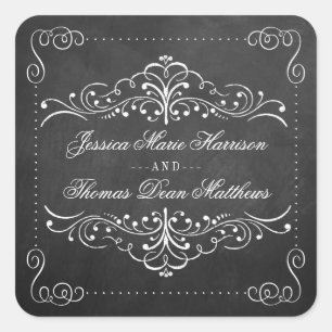 Die Verzierte Chalkboard Wedding Collection - Sieg Quadratischer Aufkleber