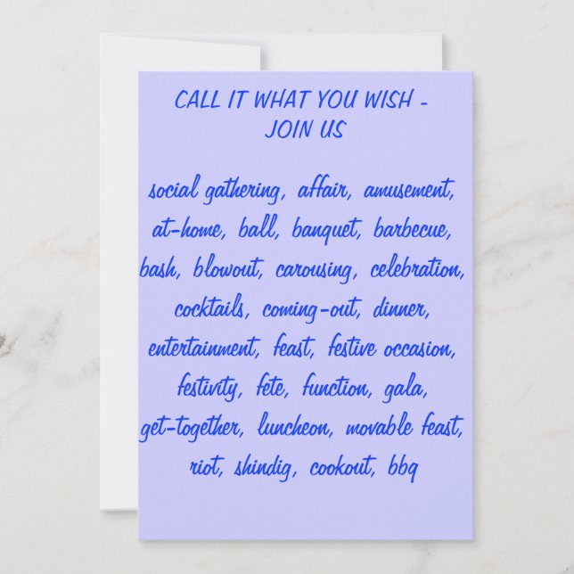 DIE VIELEN DEFINITIONEN EINER GESAMTEN INVITATION EINLADUNG (Vorderseite)