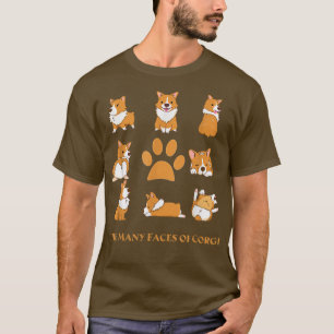 Die vielen Gesichter des Corgi Funny Corgi Dog T-Shirt