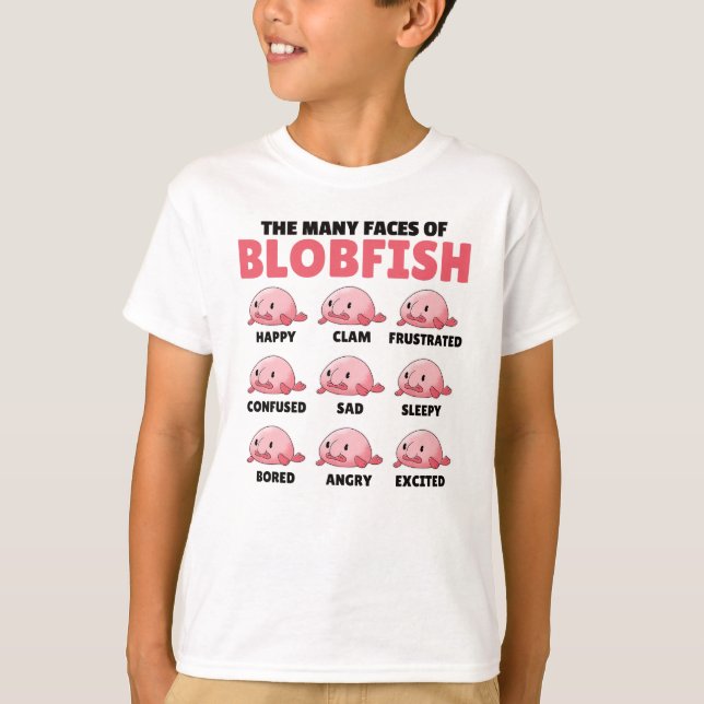 Die vielen Gesichter von Blobfish lustigen Emotion T-Shirt (Vorderseite)