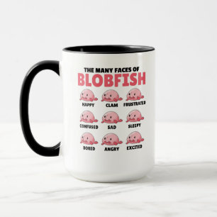 Die vielen Gesichter von Blobfish lustigen Emotion Tasse