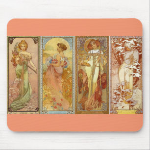 Die Vier Jahreszeiten Art Nouveau Mousepad