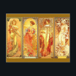 Die vier Jahreszeiten - Jugendstil Postkarte<br><div class="desc">Alfons Maria Mucha (24. Juli 1860 - 14. Juli 1939),  oft auf Englisch und Französisch als Alphonse Mucha bekannt,  war ein tschechischer Jugendstil-Maler und dekorativer Künstler,  bekannt für seinen eigenen Stil. Er produzierte viele Gemälde,  Illustrationen,  Werbung,  Postkarten und Designs.</div>