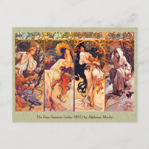 Die vier Jahreszeiten (Serie 1897) von Alphonse Mu Postkarte