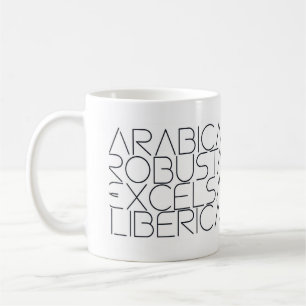 Die vier Kaffeesorten Kaffeetasse