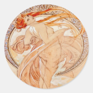 Die vier Künste - Tanz, Art Nouveau Vintage Runder Aufkleber