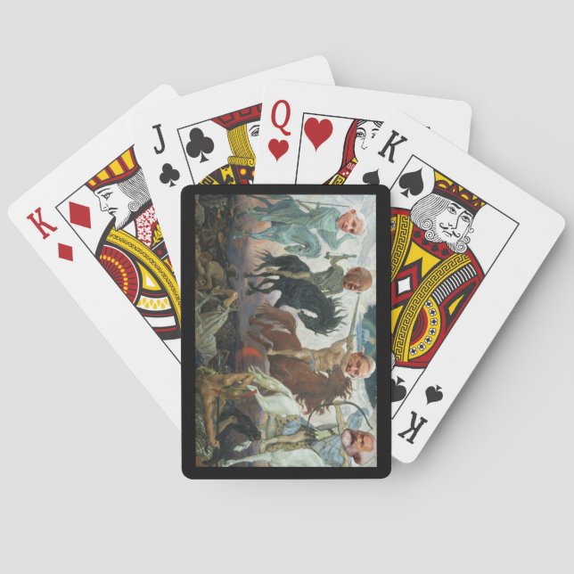 Die vier Pferde der Apokalypse, die Karten spielen Spielkarten (Rückseite)