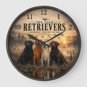 Die vier Retriever – Entenjagd  Große Wanduhr