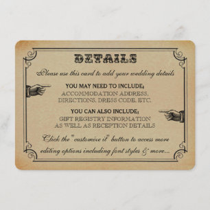 Die Viktorianische Steampunk-Hochzeitssammlung Begleitkarte