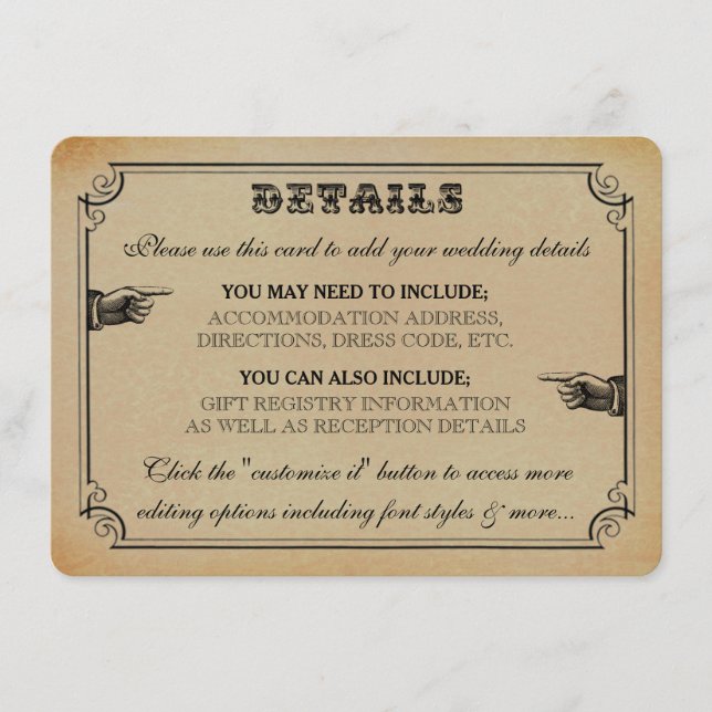 Die Viktorianische Steampunk-Hochzeitssammlung Begleitkarte (Vorderseite)