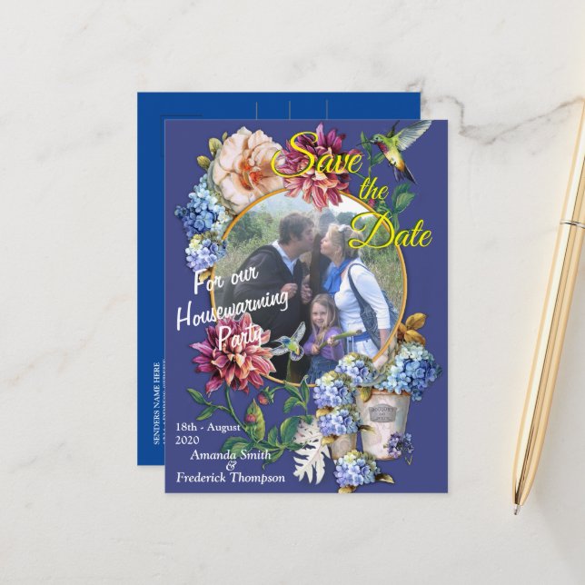 Die Viktorianische Wasserfarbe der Flora Ankündigungspostkarte (Vorderseite/Rückseite Beispiel)