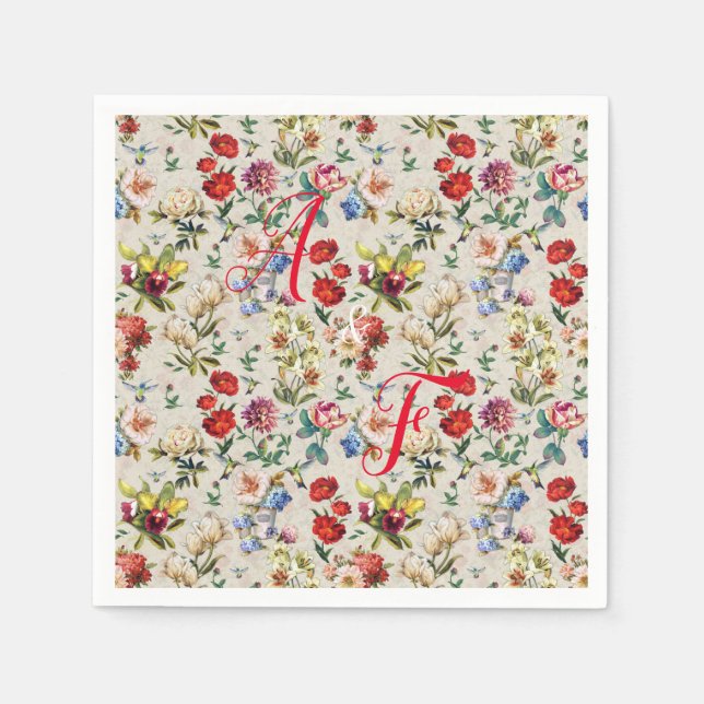 Die Viktorianische Wasserfarbe der Flora Serviette (Vorderseite)