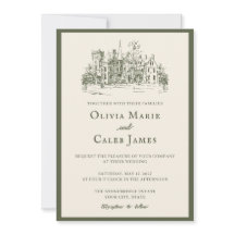 Die Villa: Oliven- und Elfenbein-Hochzeitseinladun