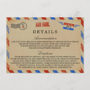 Die Vintage-Airmail-Hochzeit-Kollektion Begleitkarte