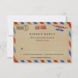 Die Vintage-Airmail-Hochzeitskollektion RSVP Karte
