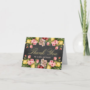 Die Vintage-Blumen-Schultafel-Hochzeit-Kollektion Dankeskarte