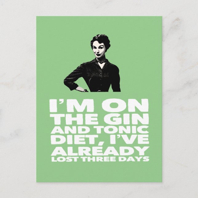 Die Vintage Dame Gin und Tonic Diet Postkarte (Vorderseite)