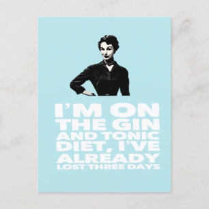 Die Vintage Dame Gin und Tonic Diet Postkarte