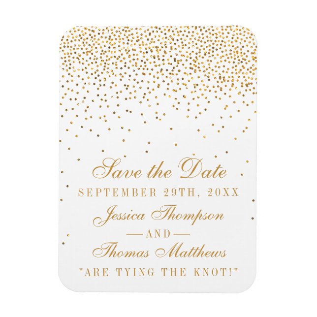 Die Vintage Glam Gold Confetti Wedding Collection Magnet (Vertikal)