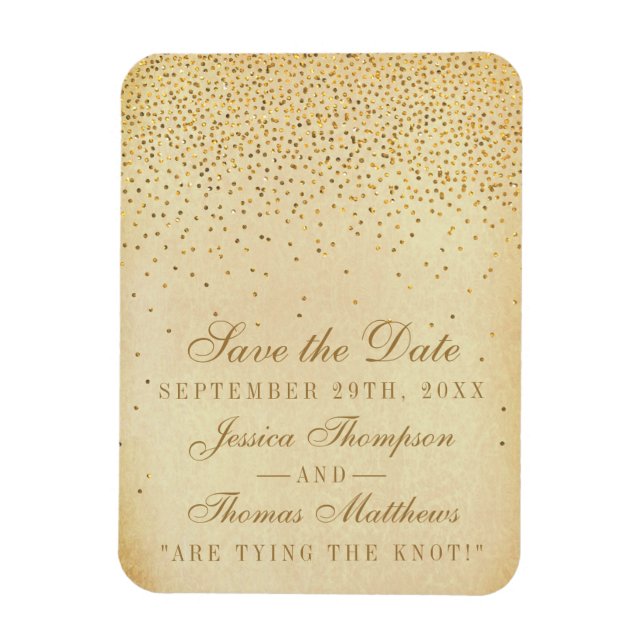 Die Vintage Glam Gold Confetti Wedding Collection Magnet (Vertikal)