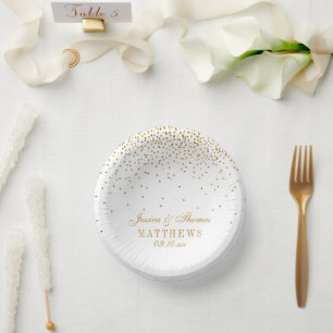 Die Vintage Glam Gold Confetti Wedding Collection Pappteller