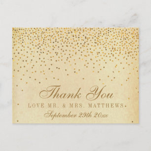 Die Vintage Glam Gold Confetti Wedding Collection Postkarte