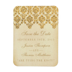 Die Vintage-Glam-Gold-Damask-Hochzeitskollektion Magnet