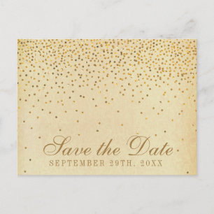 Die Vintage-Glam-Gold-Konfetti-Hochzeit-Kollektion Ankündigungspostkarte