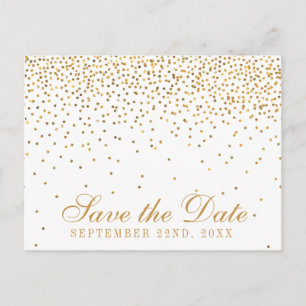Die Vintage-Glam-Gold-Konfetti-Hochzeitskollektion Ankündigungspostkarte