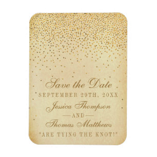 Die Vintage Glam Gold Konfetti Hochzeitskollektion Magnet