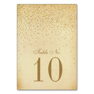 Die Vintage-Glamour-Gold-Konfetti-Hochzeitskollekt Tischnummer