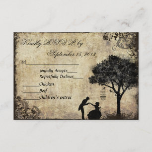 Die Vintage-Hochzeits-RSVP Schwarz RSVP Karte