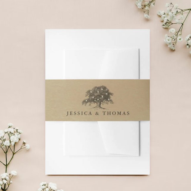 Die Vintage Hochzeitskollektion aus Eichenholz Einladungsbanderole (Von Creator hochgeladen)