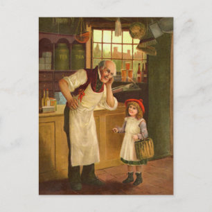 Die Vintage Illustration des Lebensmittelherstelle Postkarte