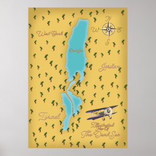 Die Vintage Karte des Toten Meeres Poster