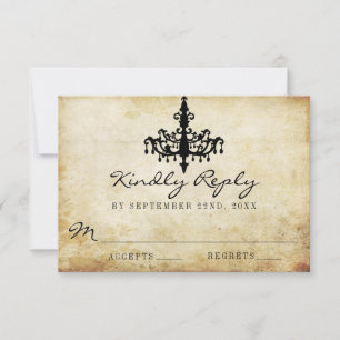 Die Vintage Kronleuchter-Hochzeitskollektion RSVP Karte