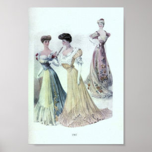 Die Vintage Mode 1900's der Frauen Poster