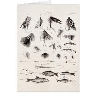 Die Vintagen 1800s, die Fliegen-Fischen angeln,