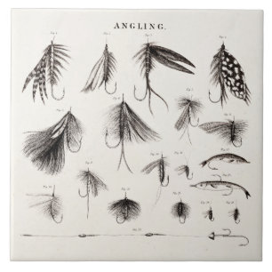 Die Vintagen 1800s, die Fliegen-Fischen angeln, Fliese