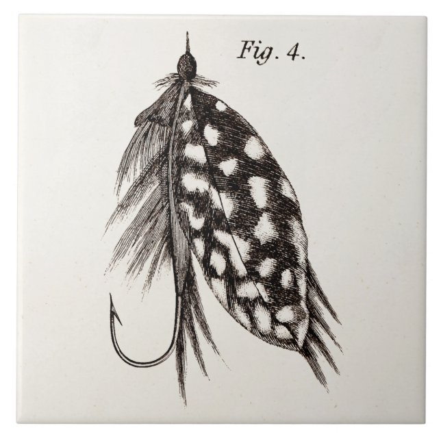 Die Vintagen 1800s, die Fliegen-Fischen angeln, Fliese (Vorderseite)