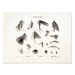 Die Vintagen 1800s, die Fliegen-Fischen angeln, Fotodruck