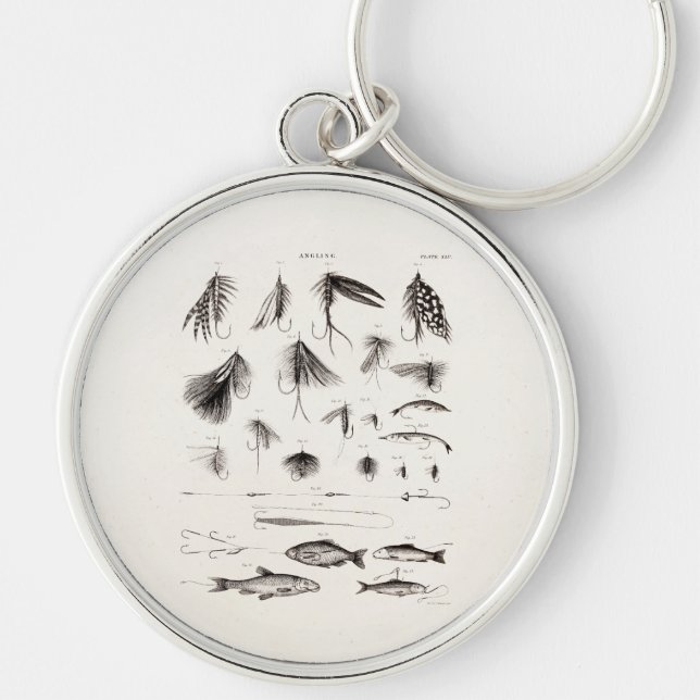 Die Vintagen 1800s, die Fliegen-Fischen angeln, Schlüsselanhänger (Vorne)