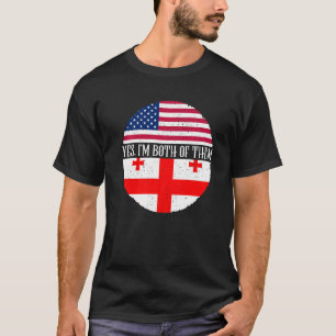 Die Vintagen Flaggen der USA und Georgiens Ja, ich T-Shirt