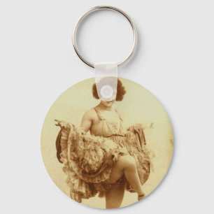 Die Vintagen Retro französischen Frauen Schlüsselanhänger