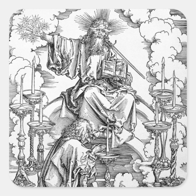 Die Vision der sieben Kerzenleuchten Quadratischer Aufkleber (Vorderseite)