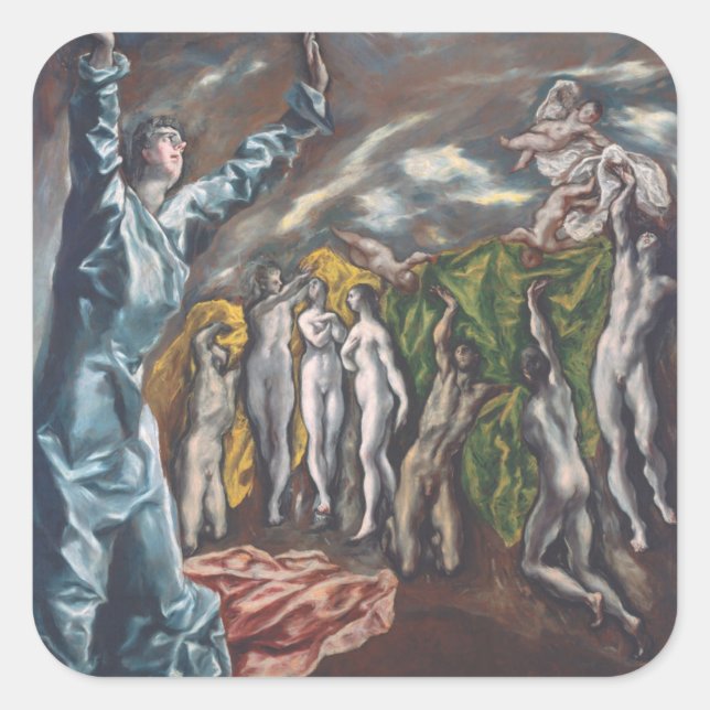 Die Vision des Johannes Quadratischer Aufkleber (Vorderseite)